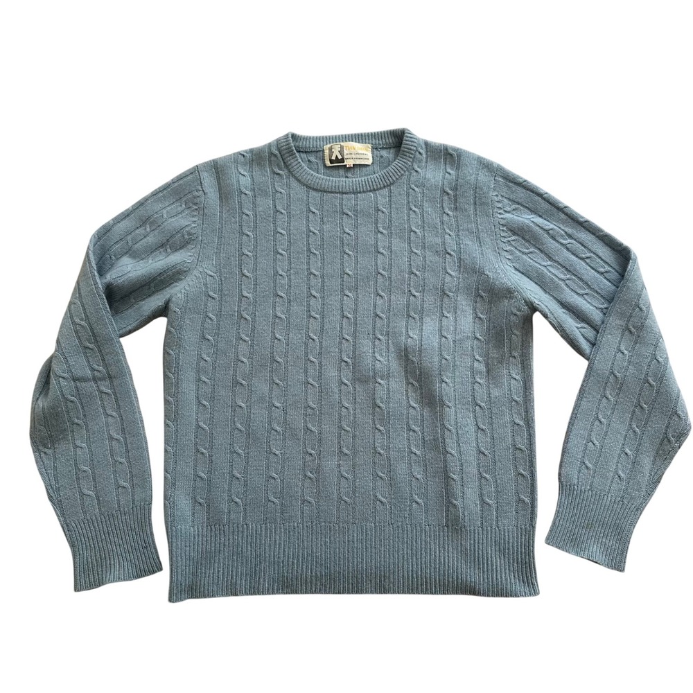 Tian Shan Womens Light Blue 100% Cashmere Cable Knit Crew Neck Sweater Size 36